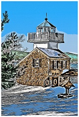 Rockland Harbor SW Light in Winter - Digital Painting